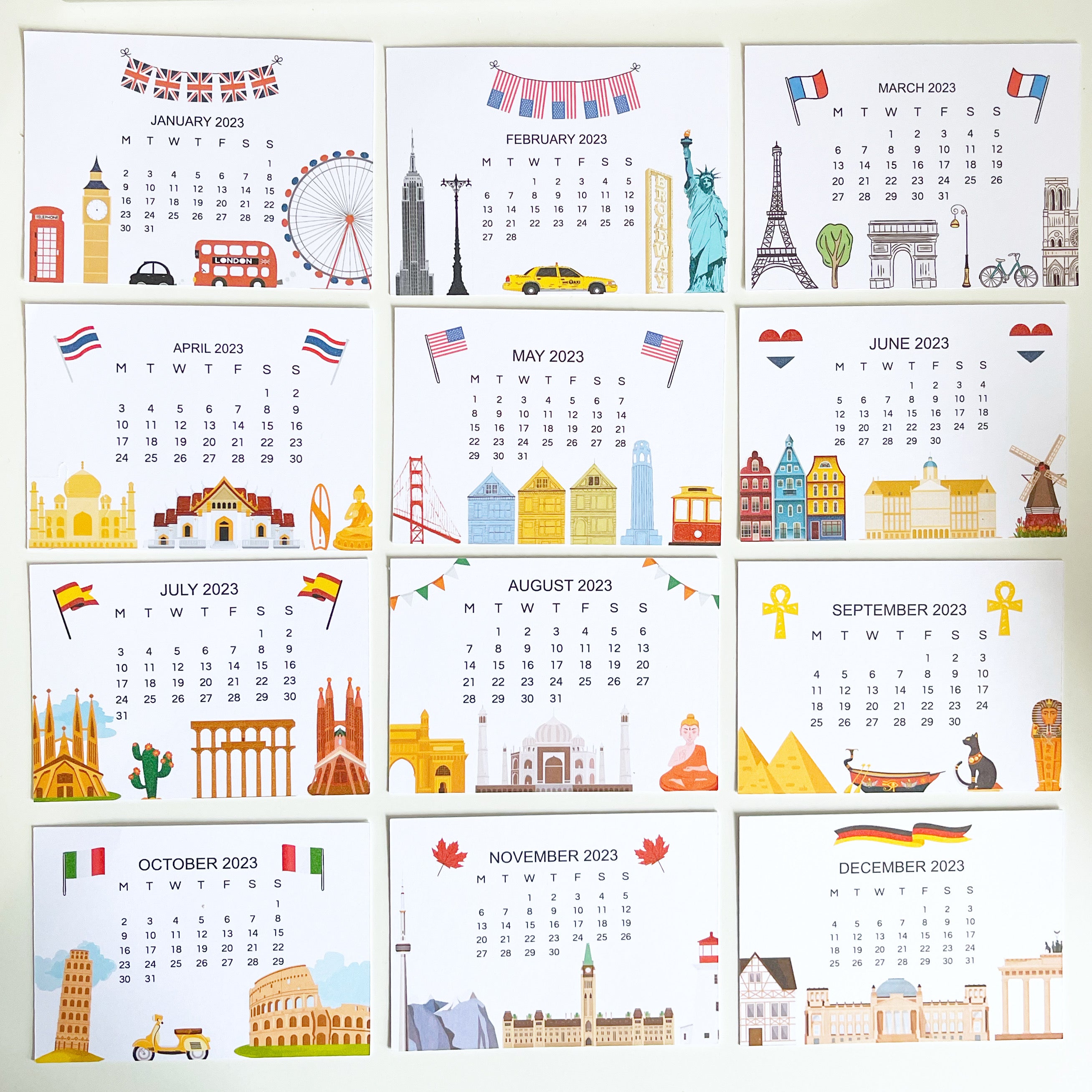 Around The World 2023 Desk Calendar