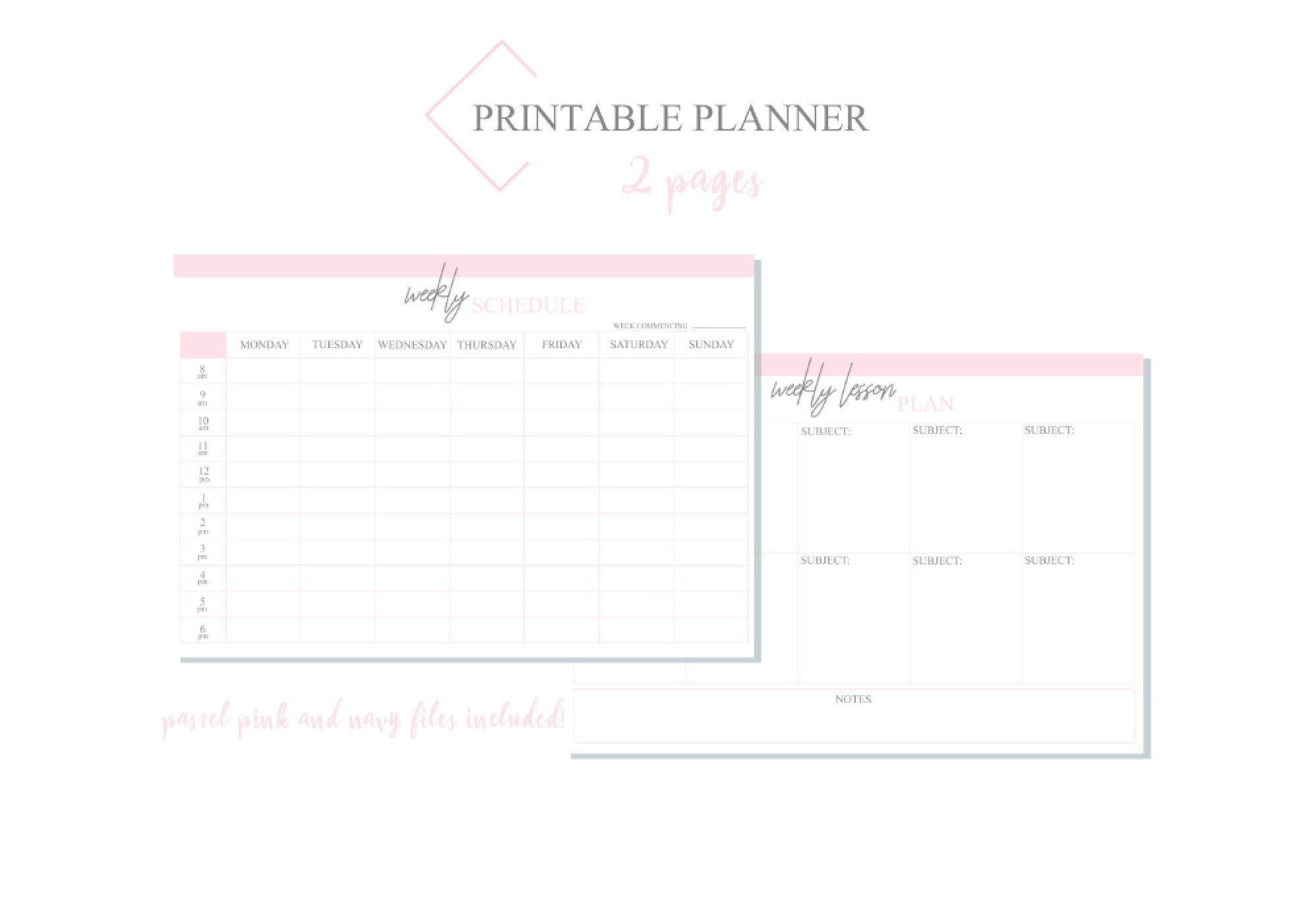 Homeschooling/Online Classes Printable Planner